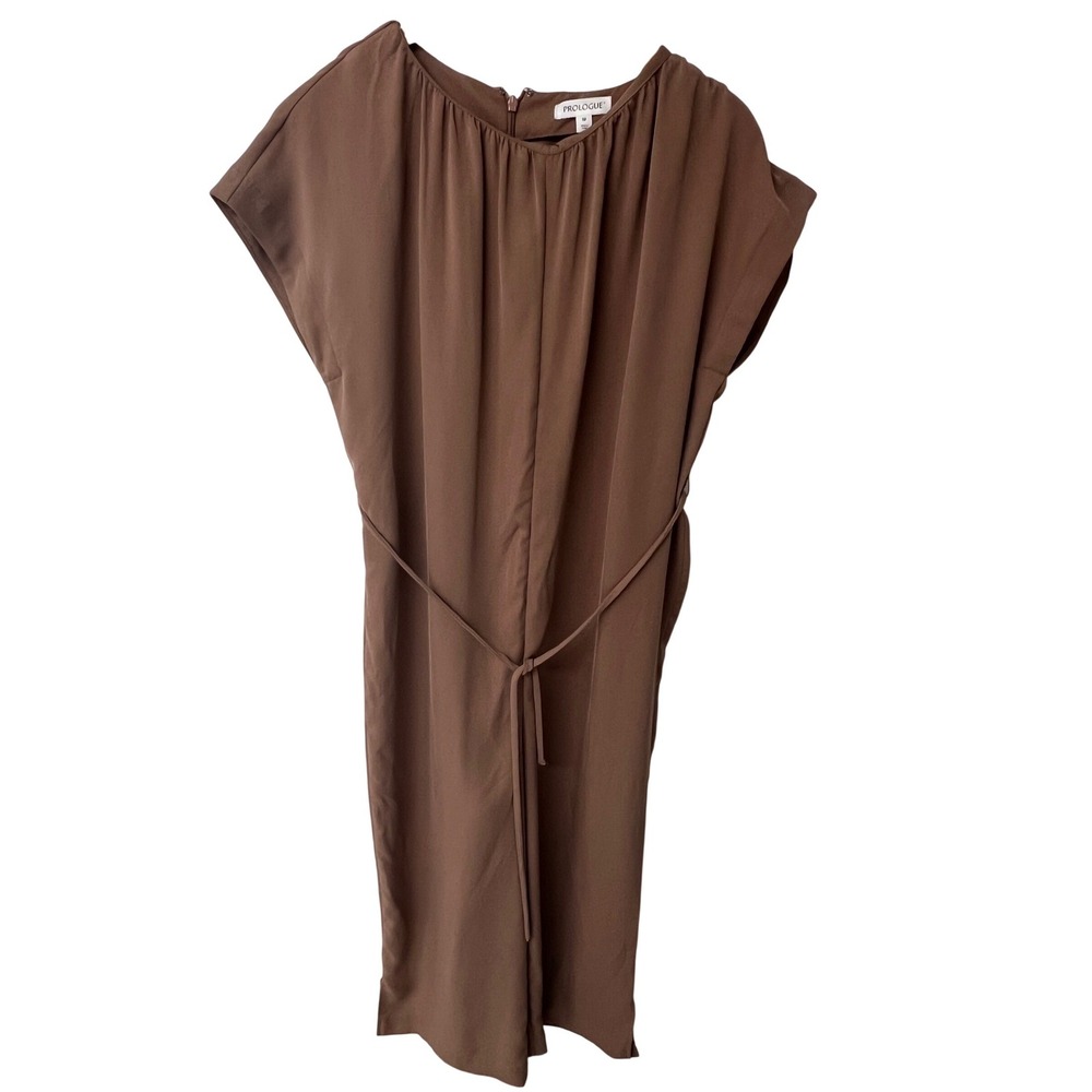 Prologue Jumpsuit Wide Leg Brown Sz M Minimalist Neutral Workwear Quiet Luxury